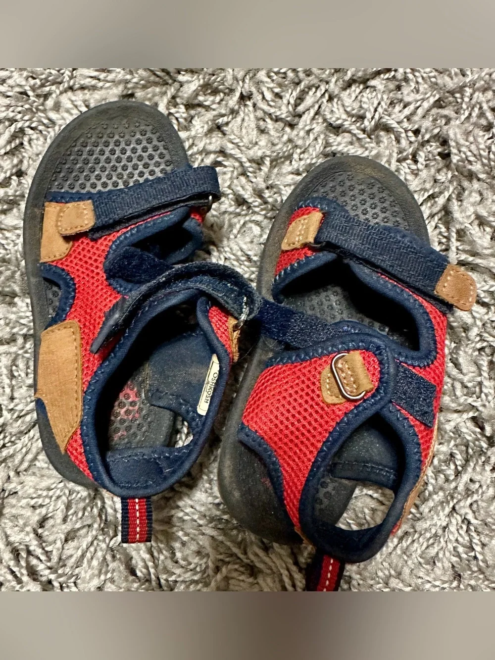 OshKosh B'gosh Navy and Red Kids Velcro Sport Sandals